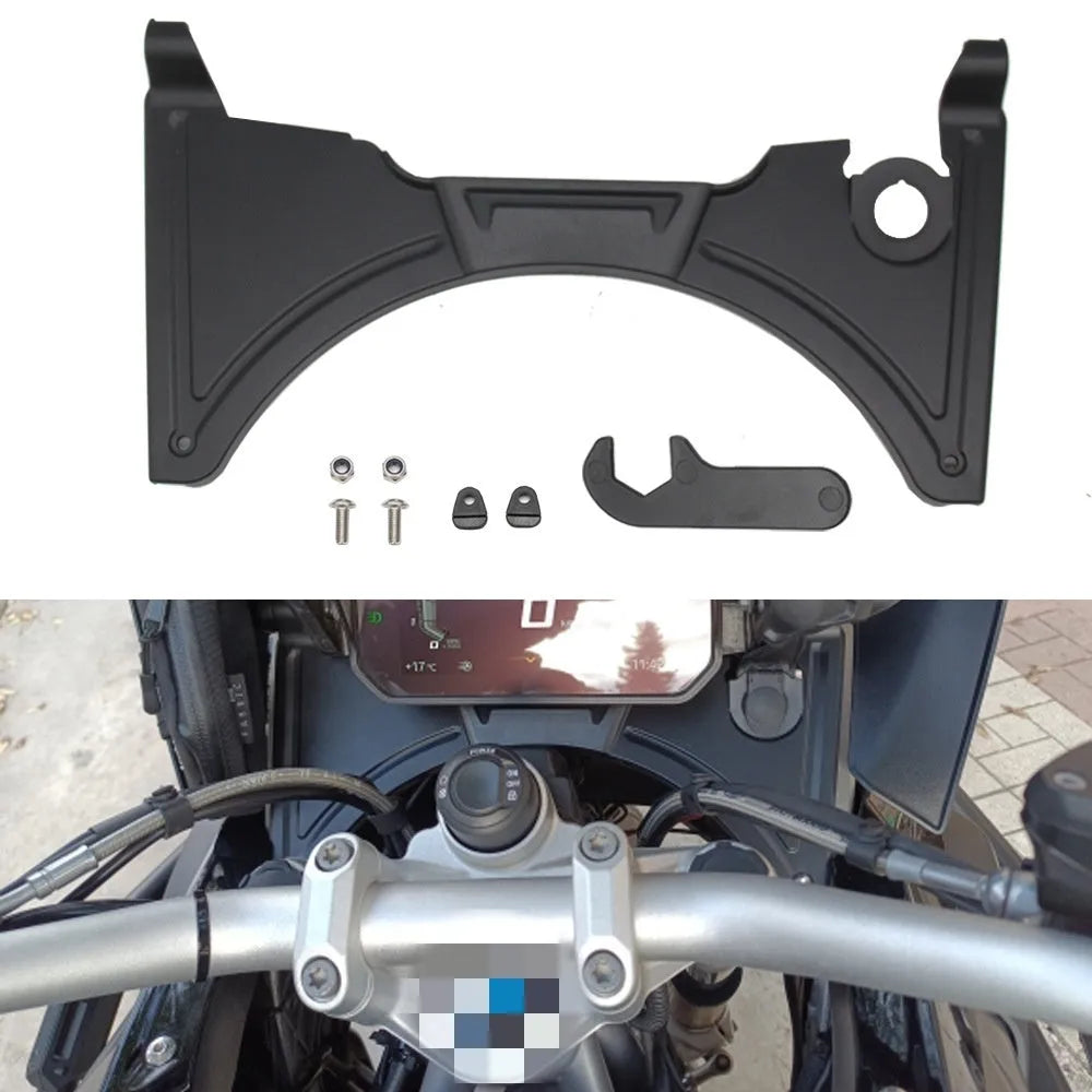 Black motorcycle cockpit fairing panel for BMW R1250GS and R1200GS adventure bikes