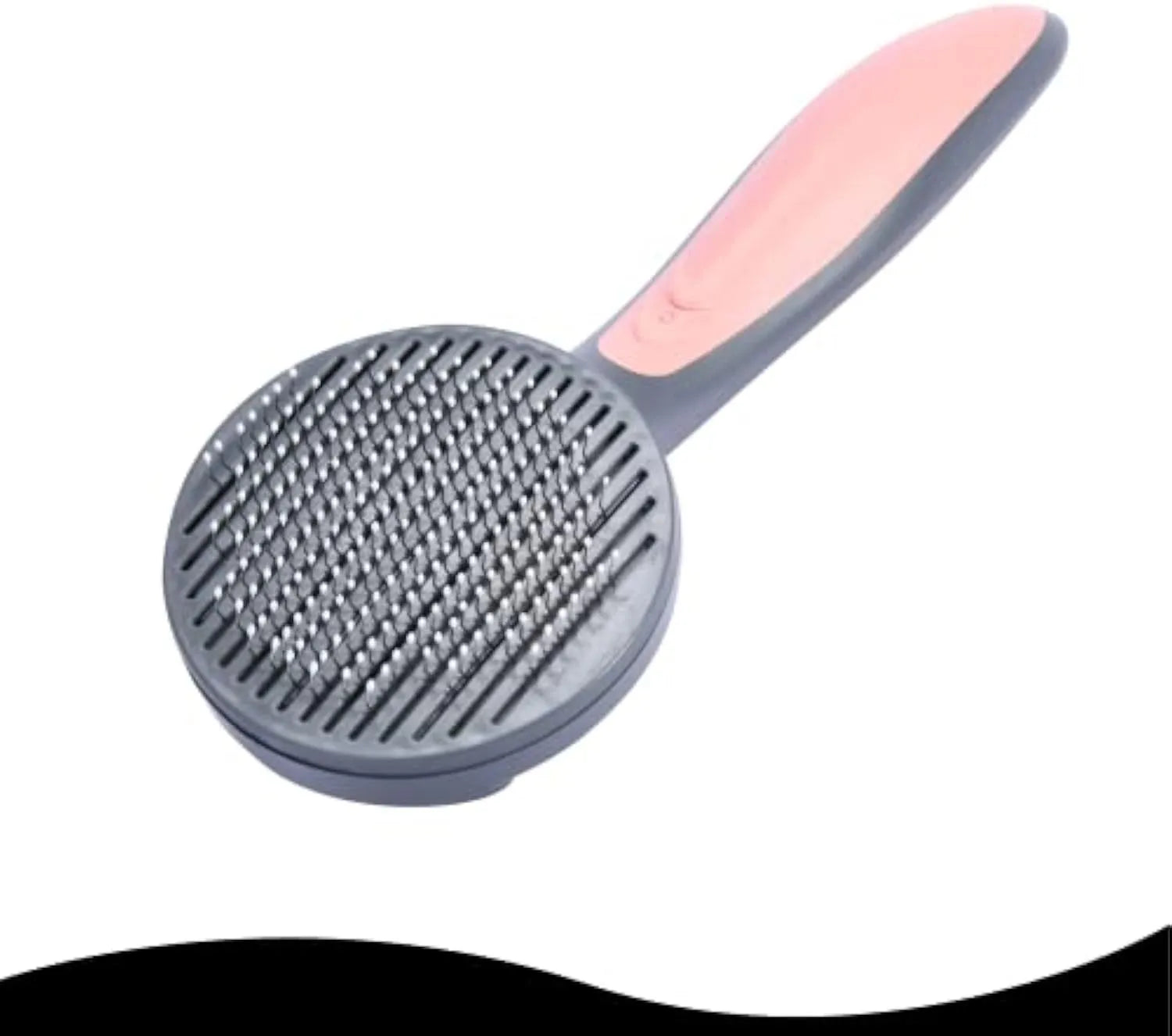 Self cleaning pet grooming brush with one-click button and comfort-grip handle