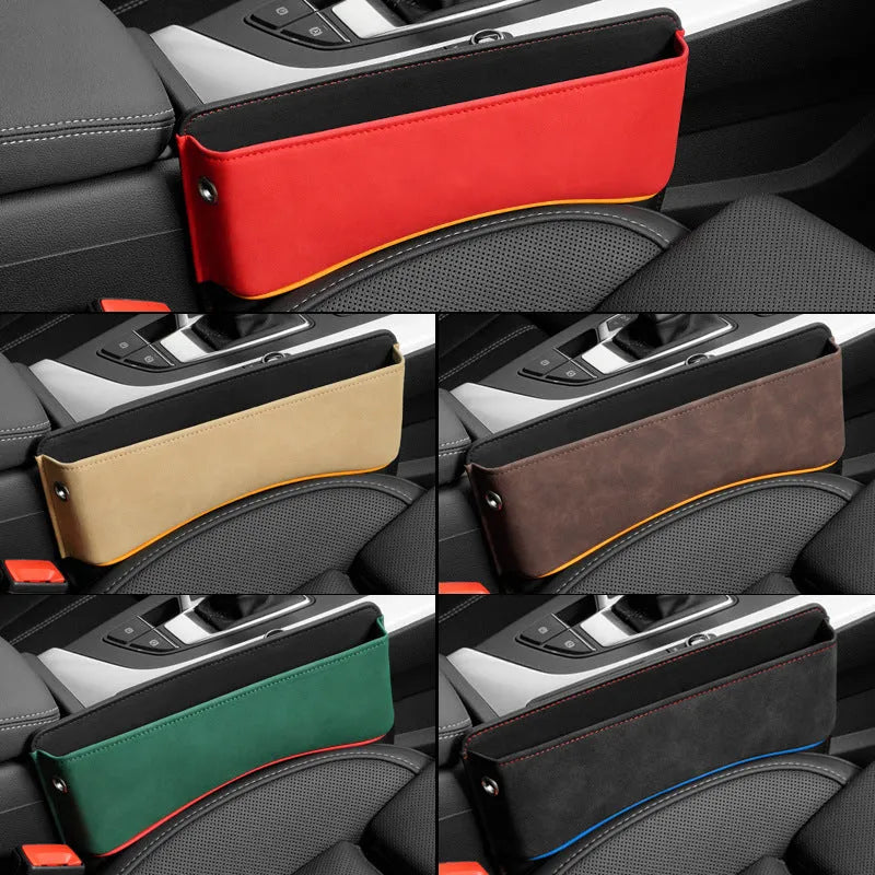 Leather car seat storage box in beige colour showing waterproof pressure resistant construction