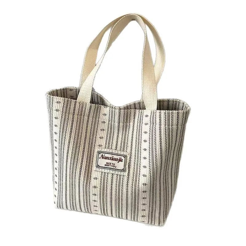 Japanese style corduroy handbag in ivory white, grey or dark brown colour