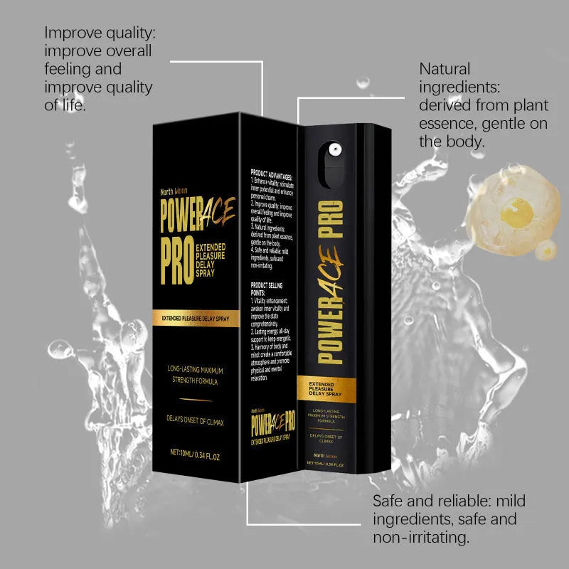 Men's body moisturizing external care spray bottle, 10ML size, with spray mechanism.