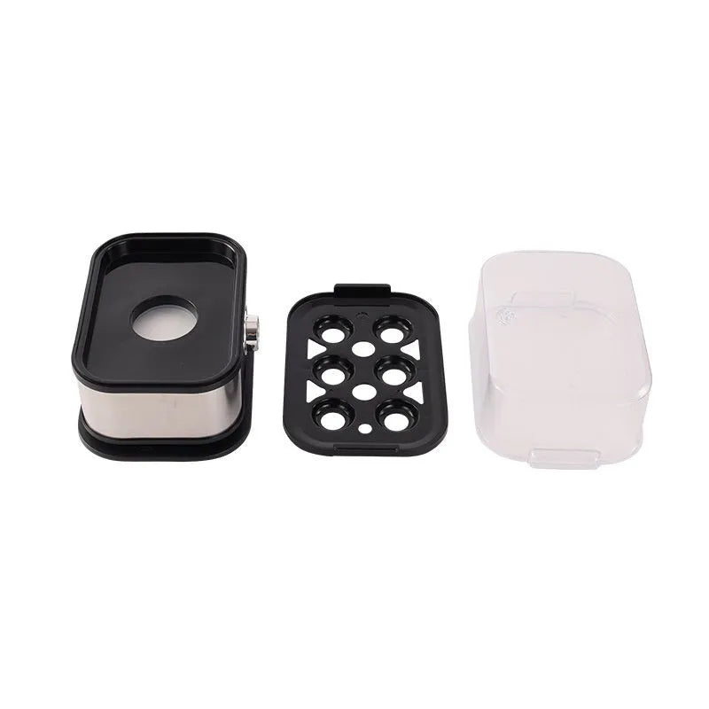 Black portable stainless steel egg boiler with international power plug adapters