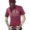 Red men's slim fit T-shirt with distressed texture and short sleeves