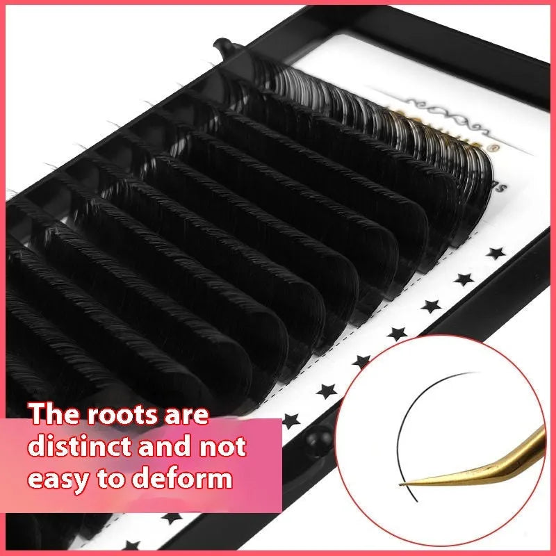 16-row mink hair false eyelashes showing dense arrangement in lengths from 8mm to 18mm