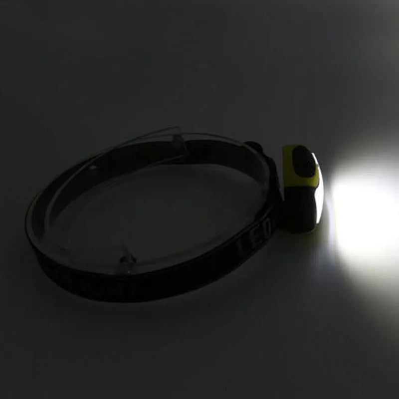 Yellow plastic three-speed COB LED headlamp for outdoor activities.