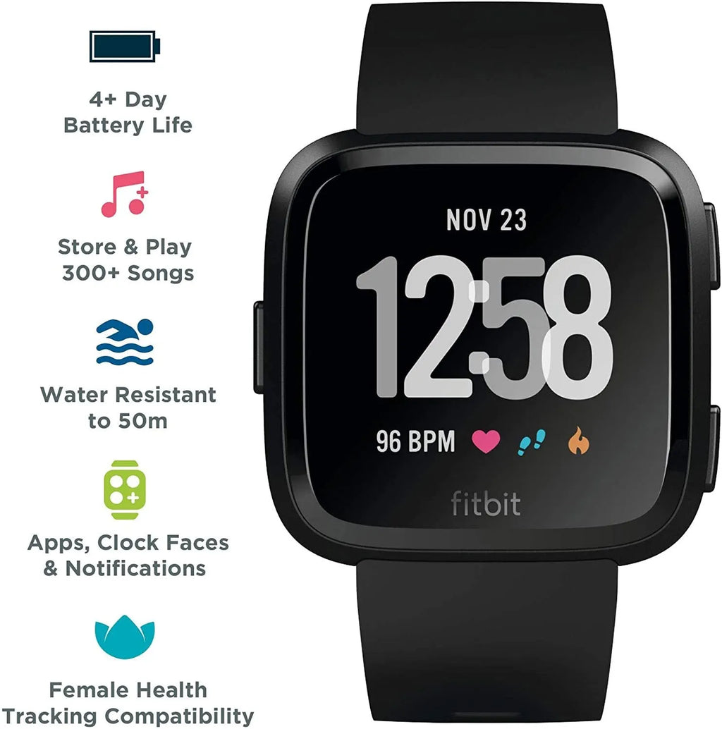 Black smart watch with heart rate monitoring and waterproof design on silicone wrist strap