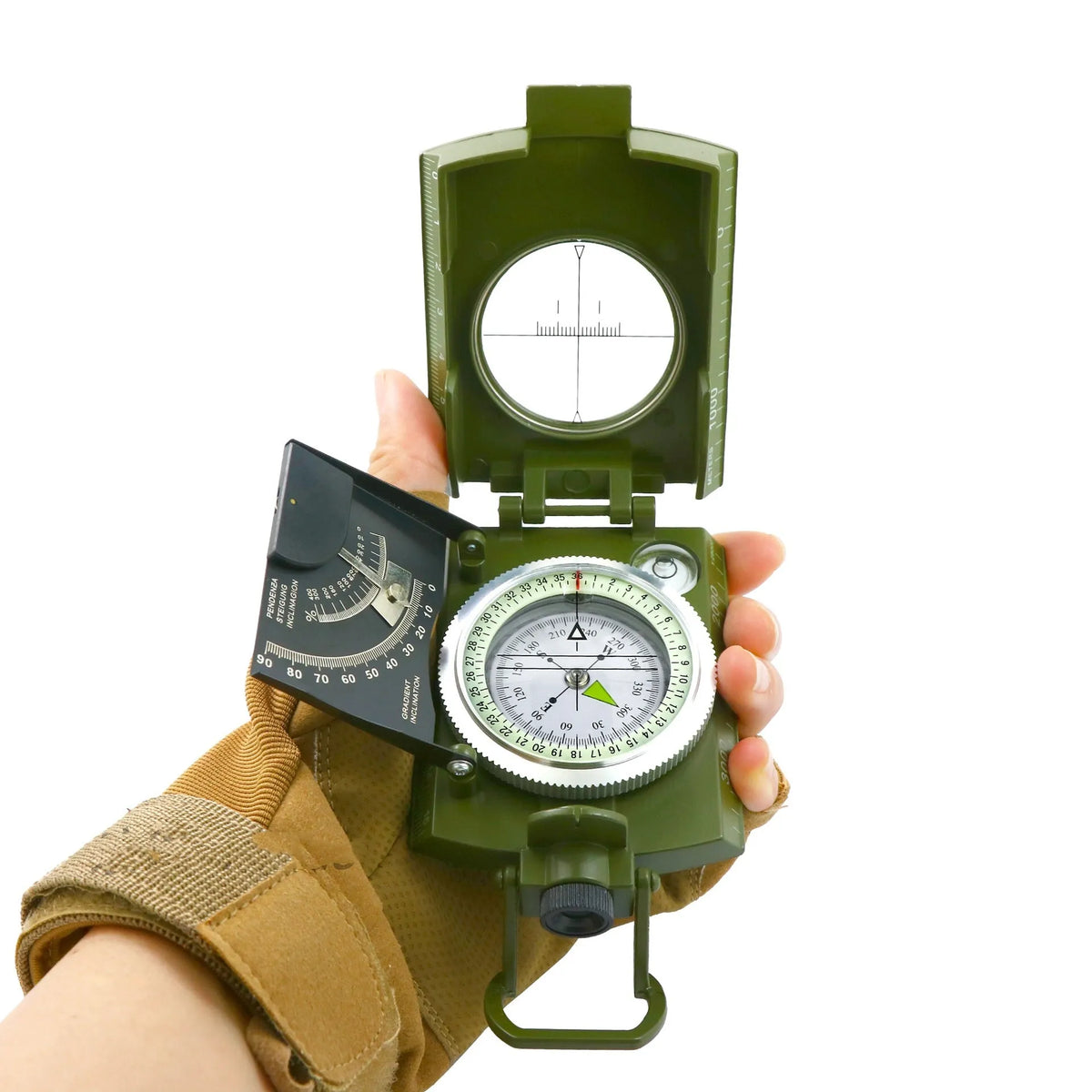 K4074 professional metal outdoor compass with hanging rope on white background