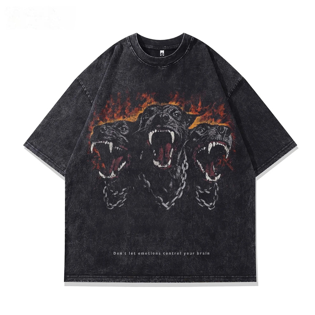 Men's loose fit cotton T-shirt with character print design in short sleeve summer style