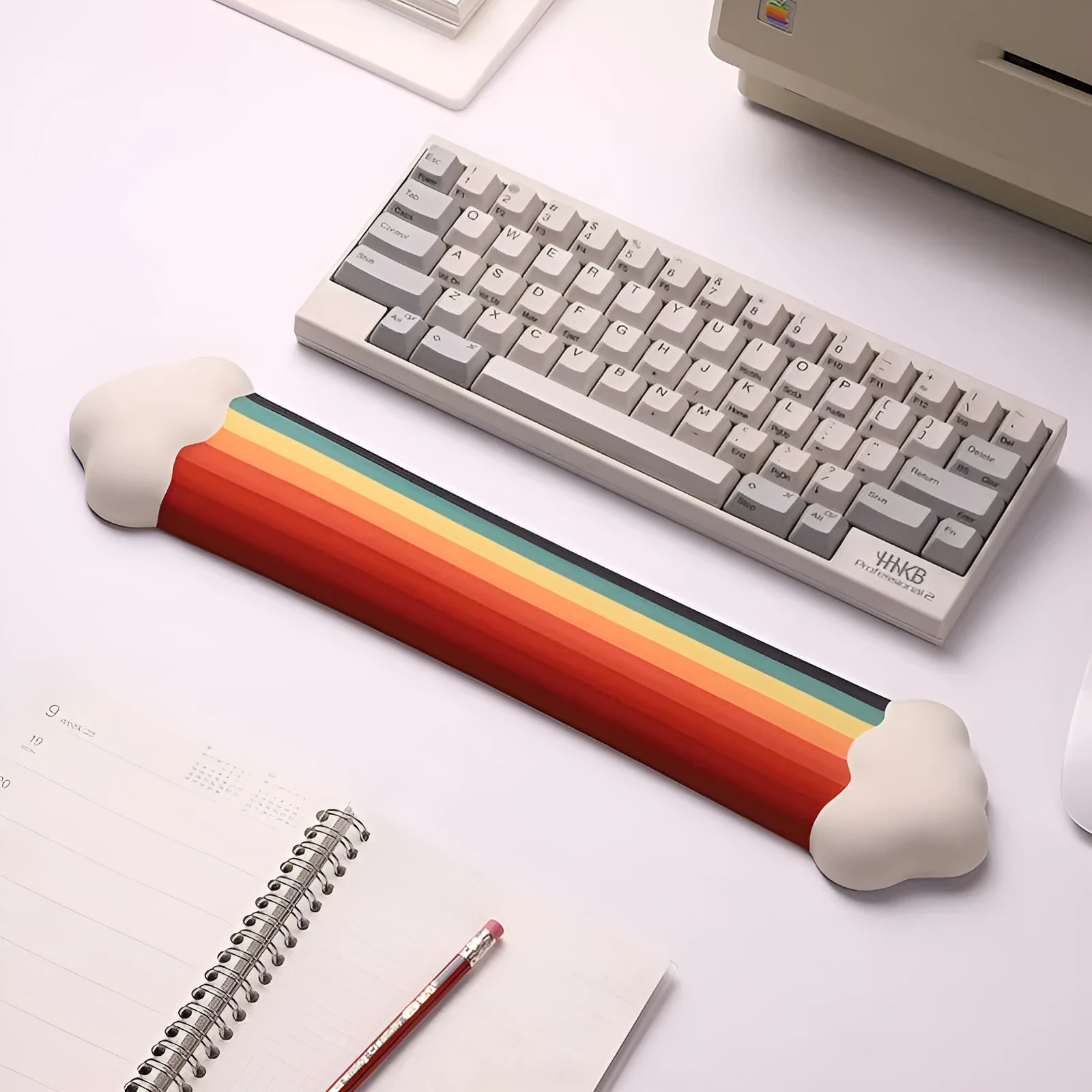 Silicone wrister mouse pad and keyboard support set with cloud pattern design in white, black, grey or red