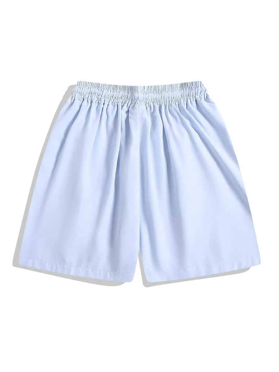 Black and grey loose fit sports shorts with elasticated waistband and tie closure