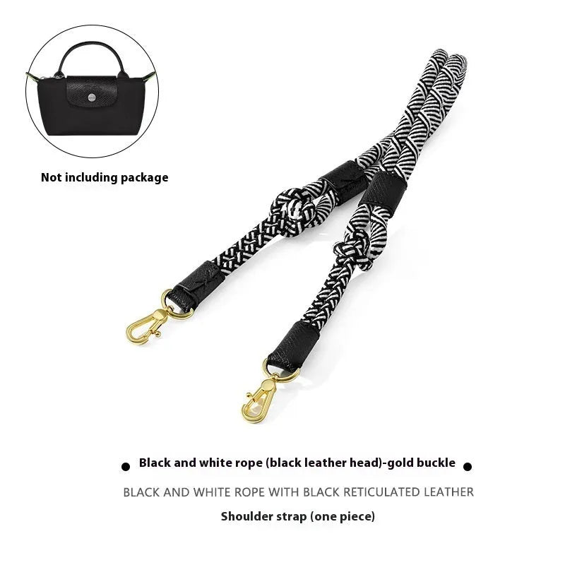 Braided nylon and leather shoulder strap with alloy buckle for bag modification