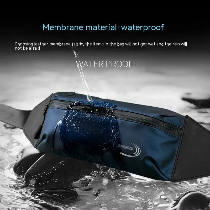 Men's waterproof sports waist bag in Derm Oxford polyester measuring 45cm