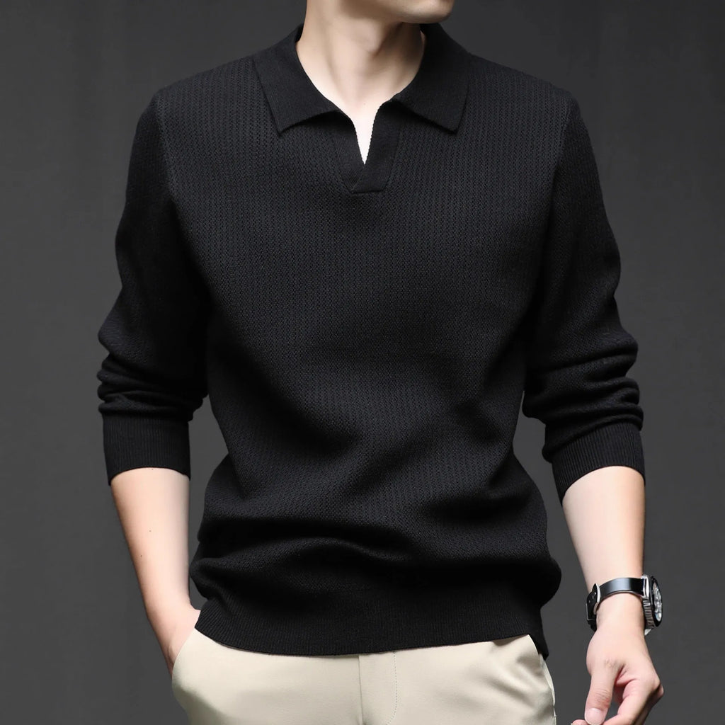 Men's loose fit pullover sweater in green colour, casual design with long sleeves