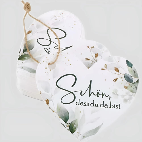 A set of 50 floral and heart-shaped paper gift tags in two colour styles.
