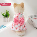 Orange floral butterfly pet dress with decorative bow knot on dog model
