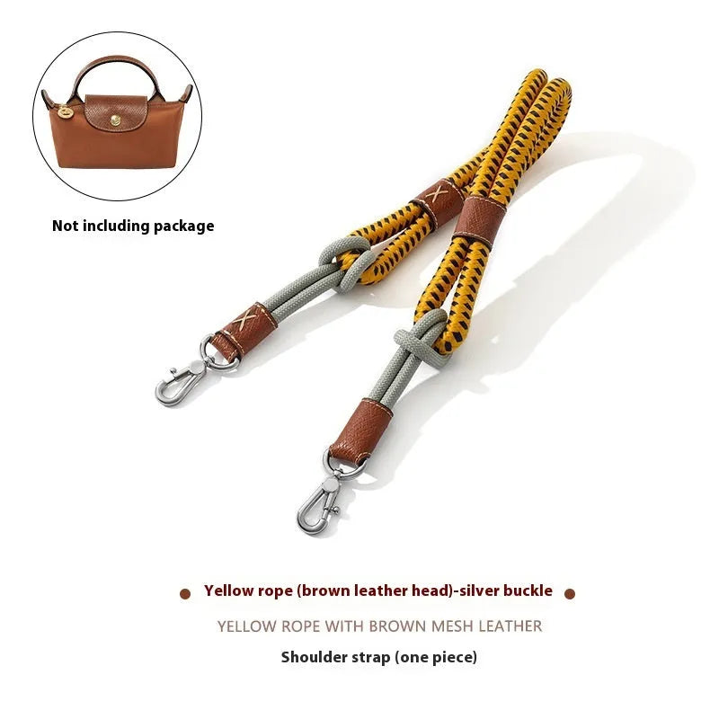 Braided nylon and leather shoulder strap with alloy buckle for bag modification