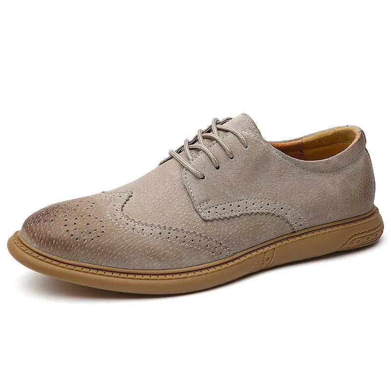 Men's black leather business oxford shoes with lace-up front and rubber sole.