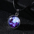 Luminous alloy pendant necklace with moon night sky and constellation design in simple unisex style