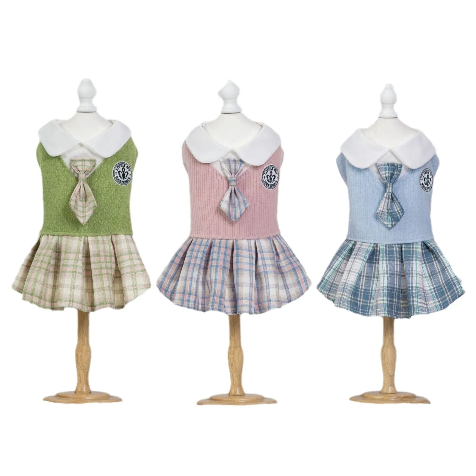 Tartan pattern polyester skirt for dogs in princess style with three colour options