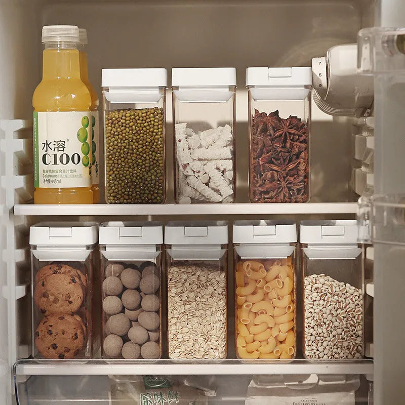White transparent plastic 400ML storage tank for whole grains with lid