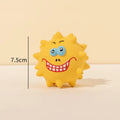 Four colourful natural latex rubber squeaky dog balls with cute faces design, 7.5cm diameter