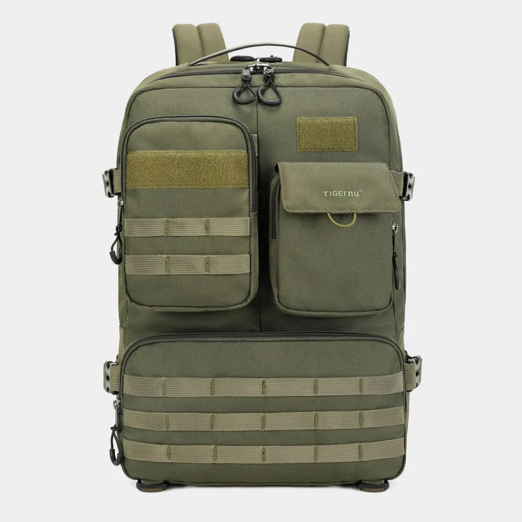 Army Green waterproof tactical nylon backpack with straps and compartments