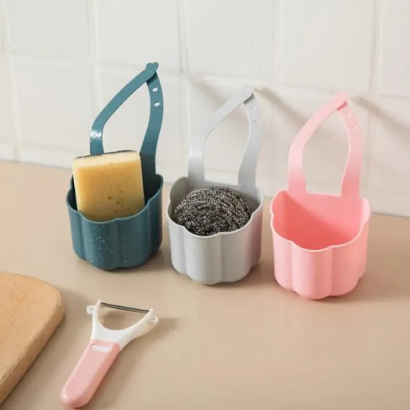 Nordic-style plastic sink drain basket in dark blue, measuring 20cm by 10cm.
