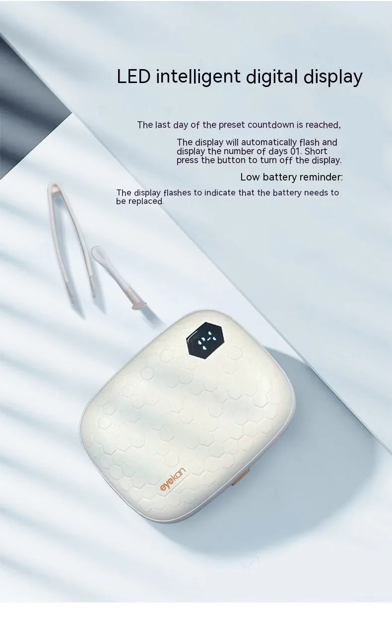 Automatic electric ultrasonic cleaning machine for invisible glasses in pearl white, showing compact size