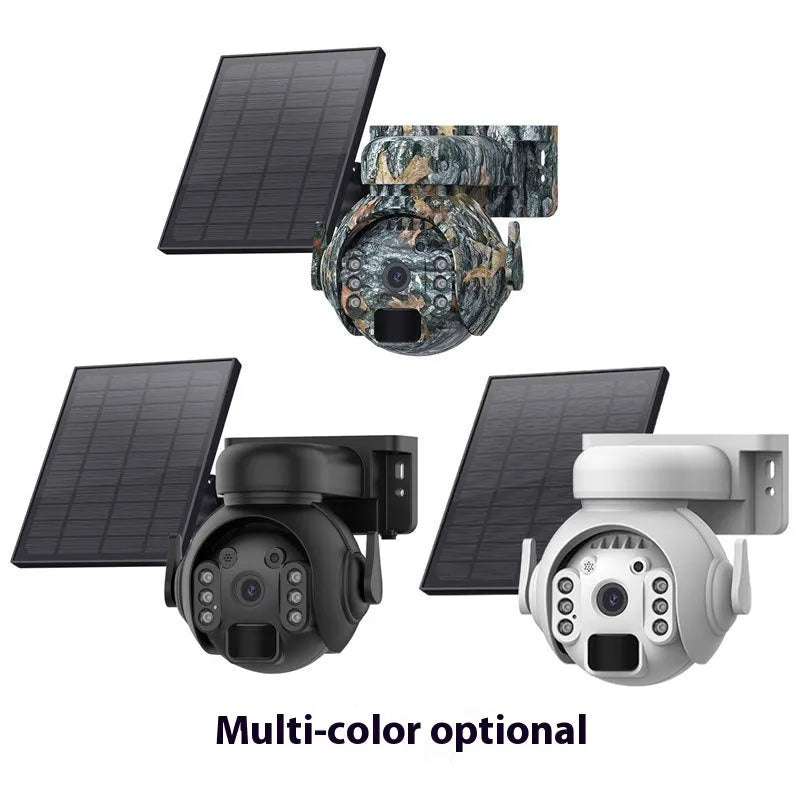 Solar security camera with 3MP HD resolution and colour night vision for remote mobile monitoring