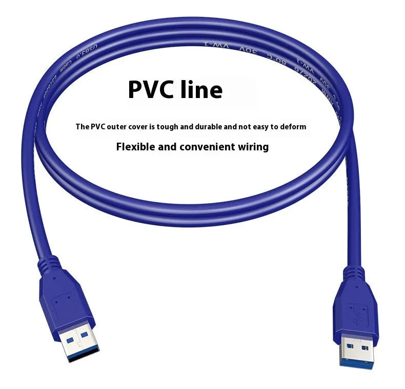 USB 3.0 data cable for mobile hard disk boxes with nickel-plated connectors.
