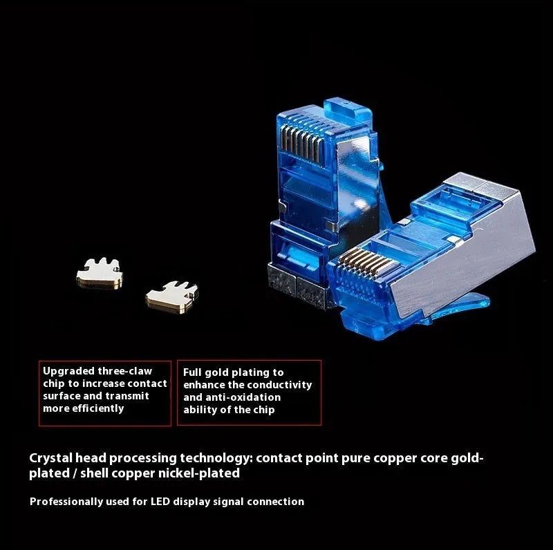 Black CAT6 RJ45 network extension converter cable with plugs, showing length options from 1 to 50 metres.