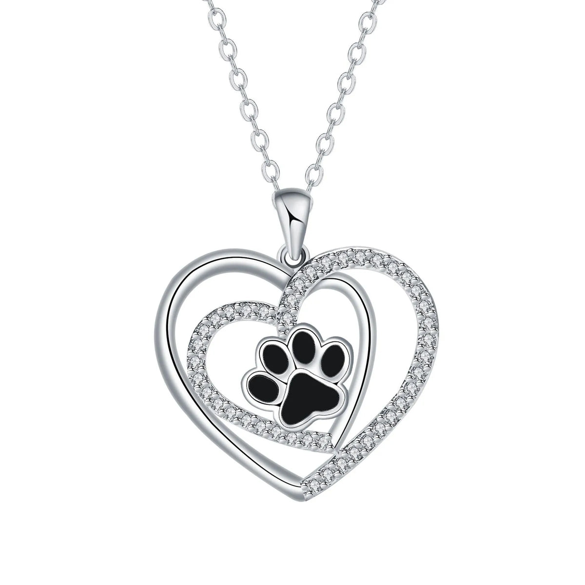 Women's necklace with a copper heart-shaped dog's paw pendant on a cross chain