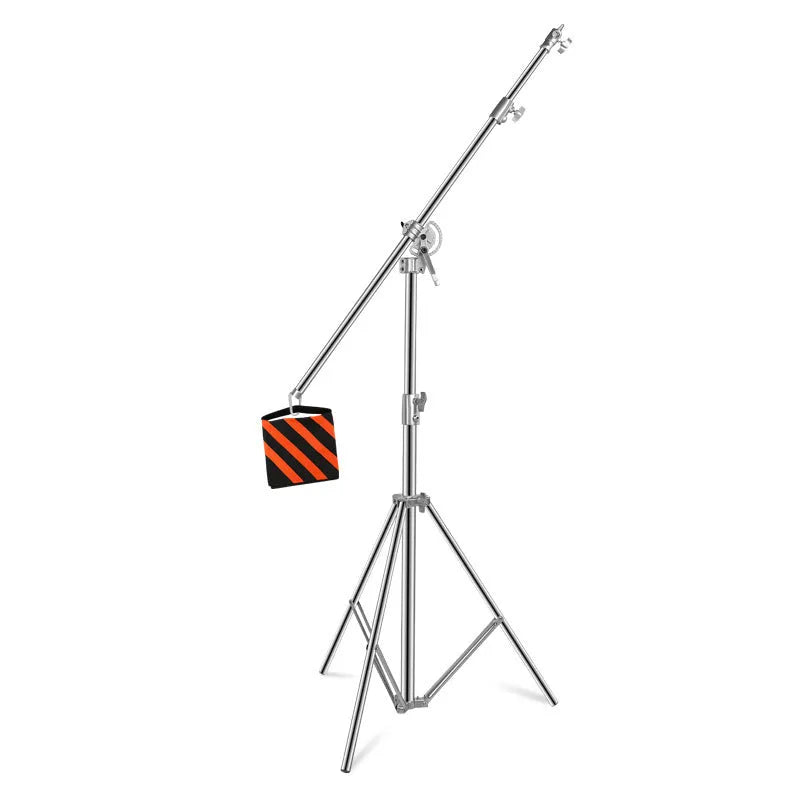 Silver stainless steel cross arm ceiling lamp rack extended to full height