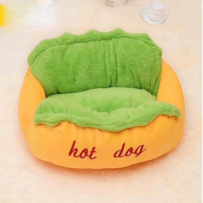 Raised-side coffee coloured dog bed with removable flannelette mat and anti-slip base