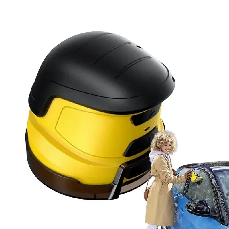 Yellow cordless electric ice scraper for car windshields with USB charging port