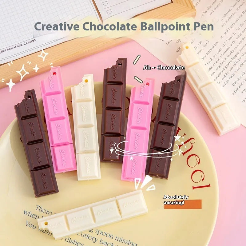 Cartoon chocolate-themed ballpoint pen with plastic body and 0.5mm tip.