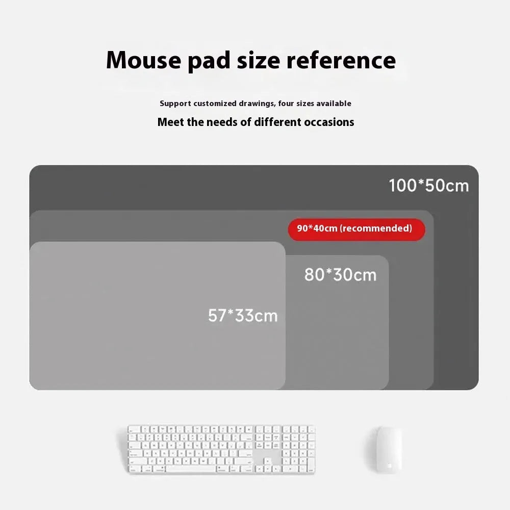 Japanese Samurai design gaming mouse pad on a desk, showing non-slip rubber base and cloth surface.