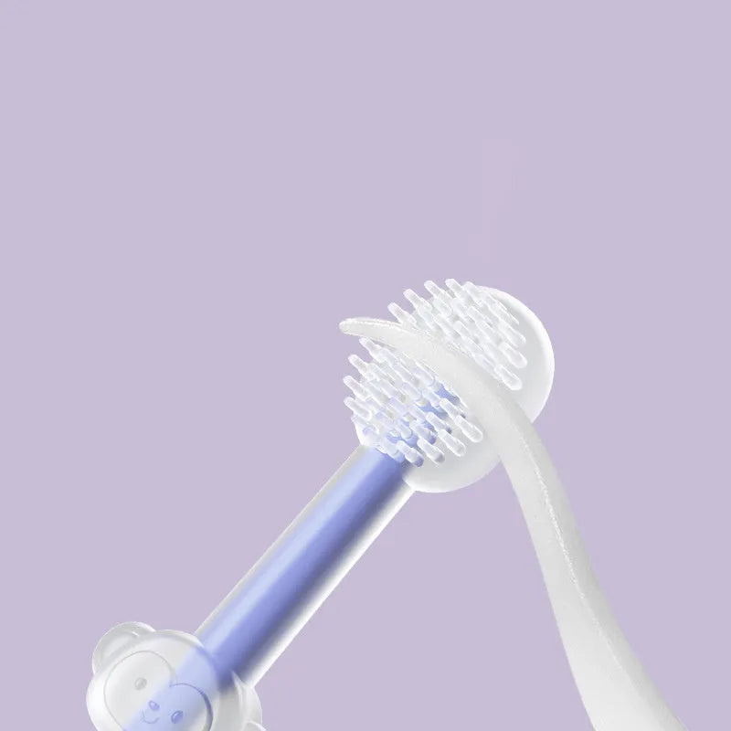 Soft silicone finger toothbrush for dog and cat dental care in purple, blue and green colours.