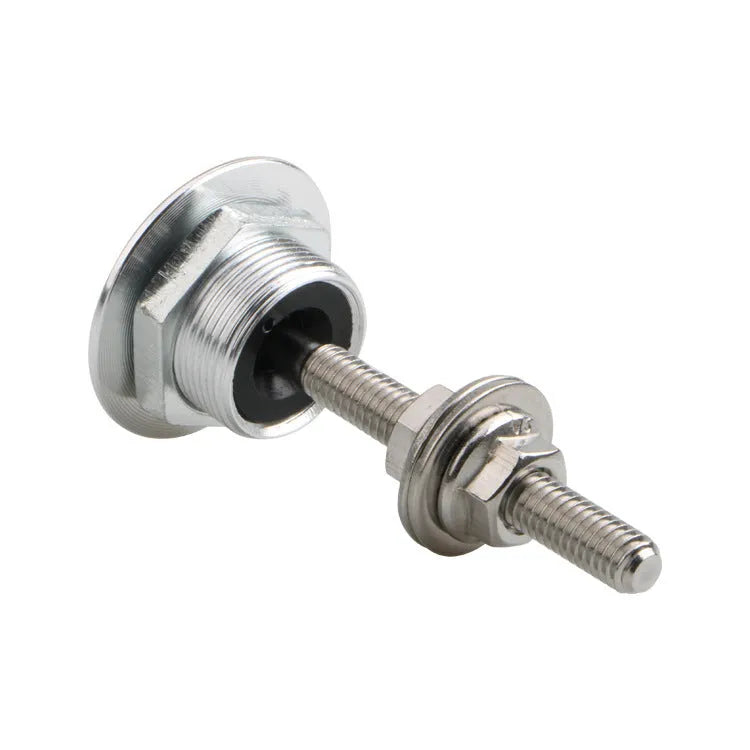 30mm diameter aluminium alloy engine cover lock with screw, shown in assorted colours.