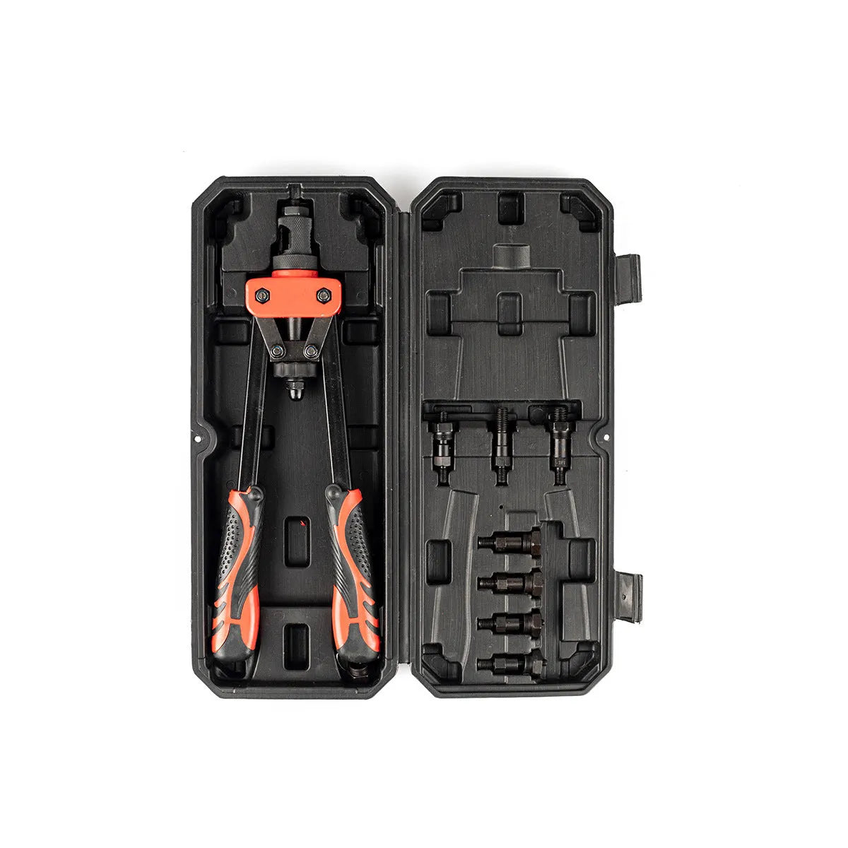 CQ14 model alloy rivet nut pull-setter gun, 37 cm long, with set of six M3 M4 M5 M6 M8 M10 tips.