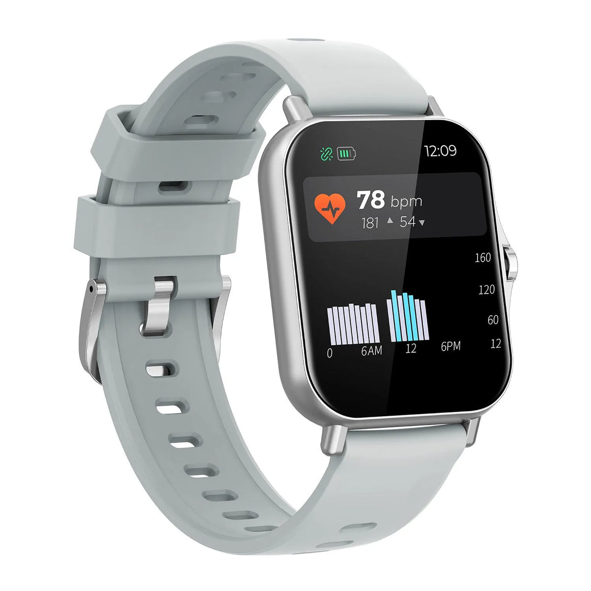 Bluetooth smart watch with heart rate and blood pressure monitoring on curved touch screen display