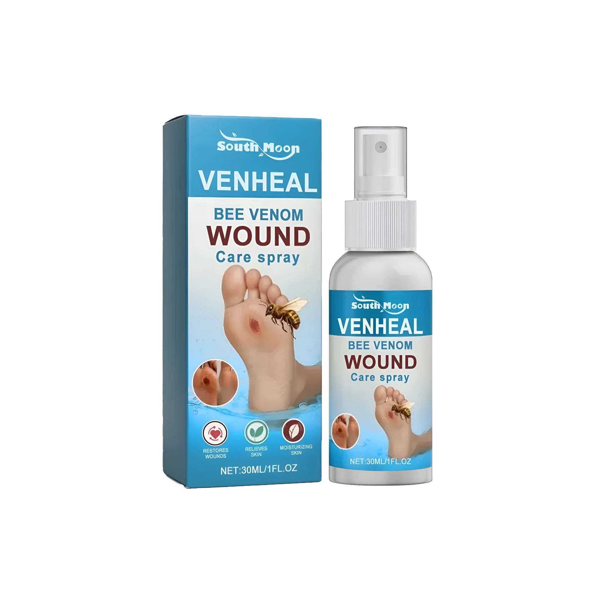 30ml diabetes wound spray bottle with natural ingredients including bee venom for topical application