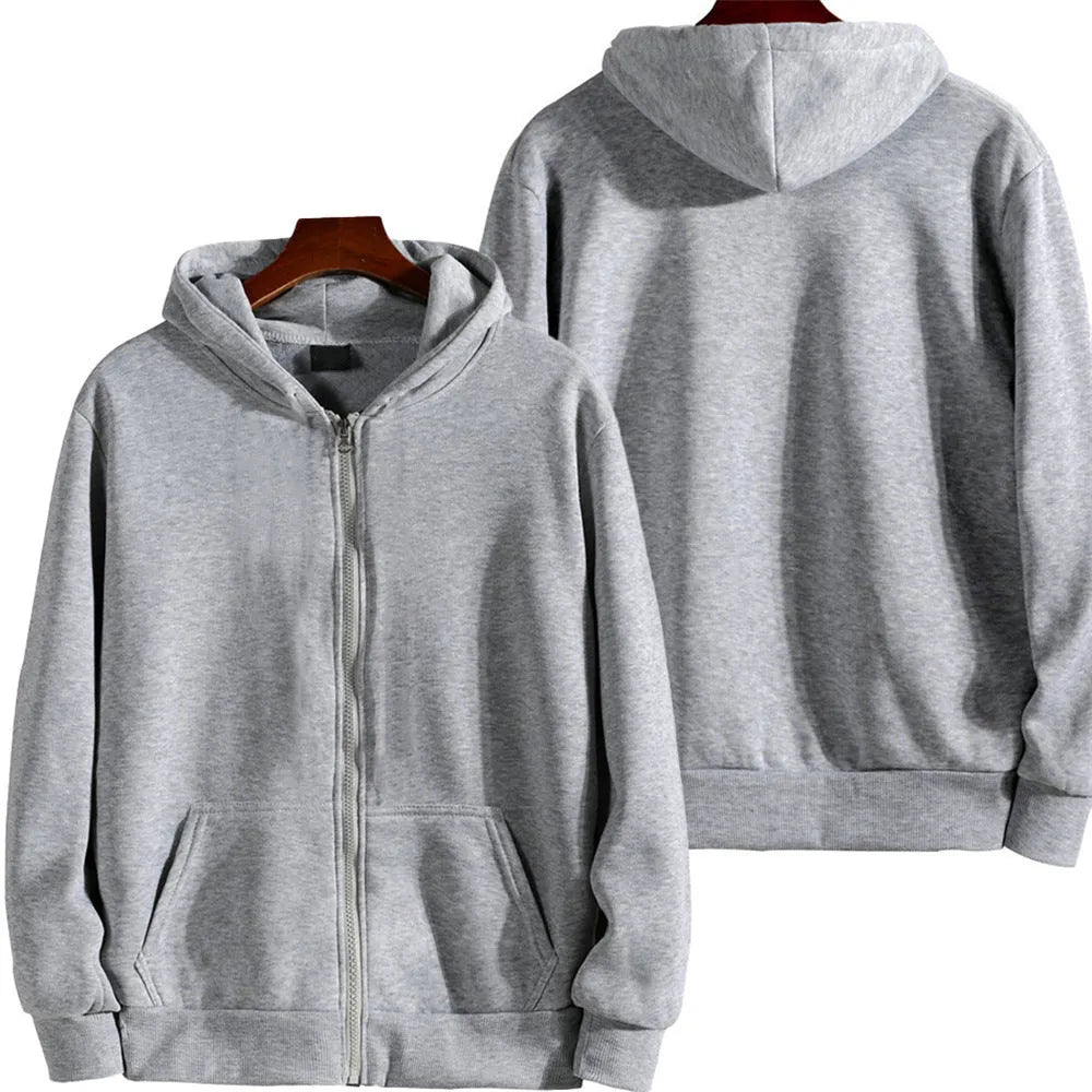 British loose sports American zipper jacket for men in solid colours with cardigan style and no padding design