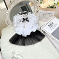 White yarn polyester waltz gauze skirt for small dogs, princess style pet clothing.