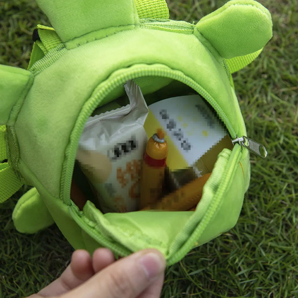 Turtle-shaped dog backpack harness with metal zipper in four colour options on small dog