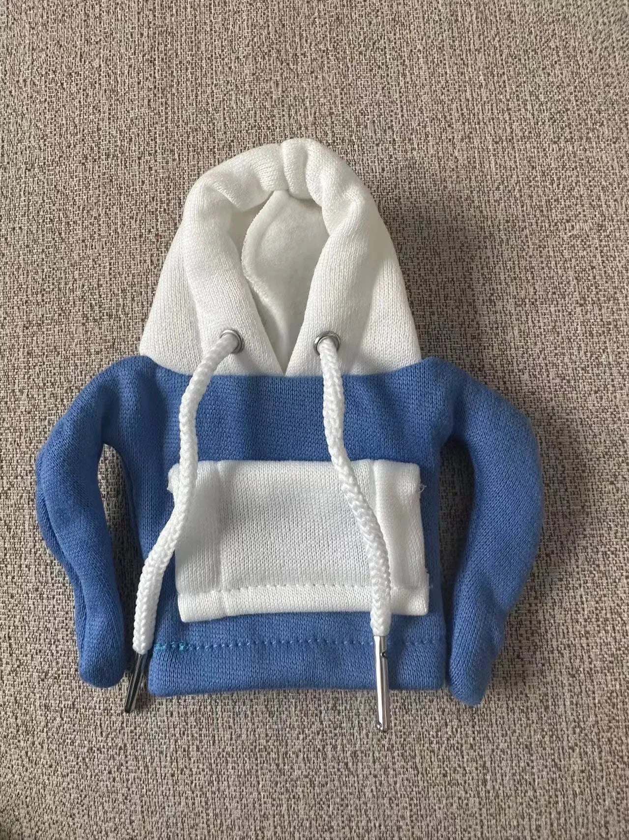 Polyester car gear lever hooded cover in red and white colour combination showing 12x13cm dimensions