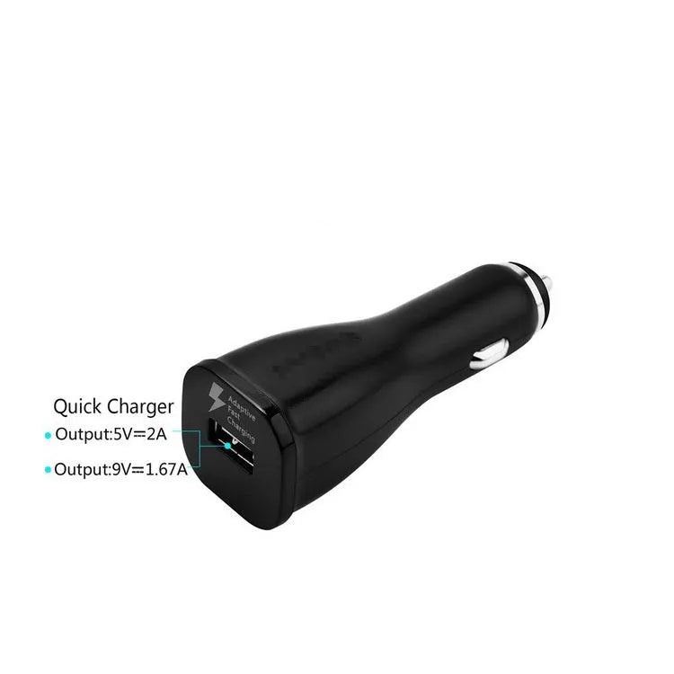 White QC2.0 fast charge single port USB car charger for vehicle use