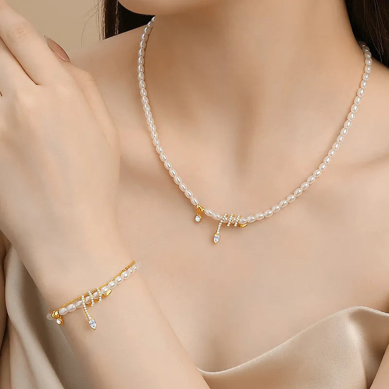 Sterling silver snake beaded bracelet with electroplated gold or white gold finish, zodiac animal design.