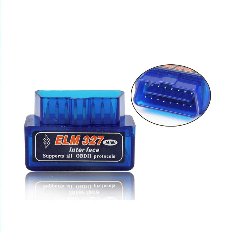 Blue OBD2 Bluetooth diagnostic scanner for reading engine codes and sensor data