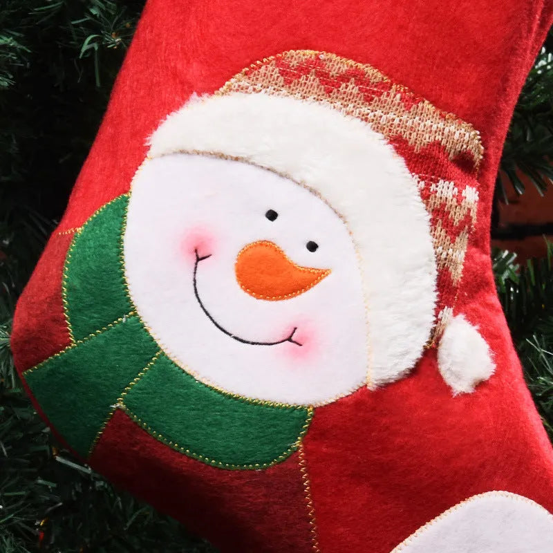 Non-woven fabric Christmas candy bag hanging stocking in elk, old man and snowman colour designs